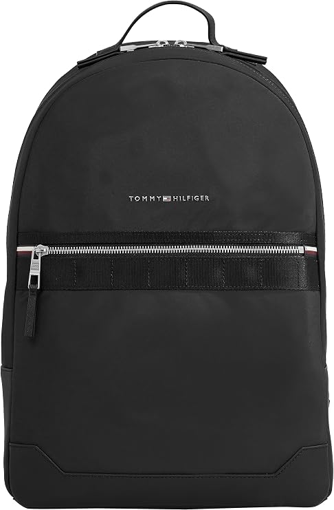 Tommy Hilfiger Men's Elevated Nylon Backpack, Black, One Size