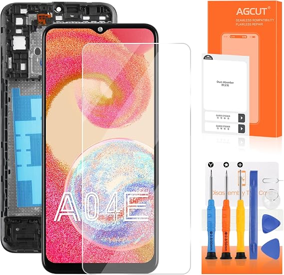 for Samsung Galaxy A04E Screen Replacement for Samsung A04E LCD Display SM-A042F SM-A042M Screen Replacement Digitizer Touch Assembly Repair Parts with Frame