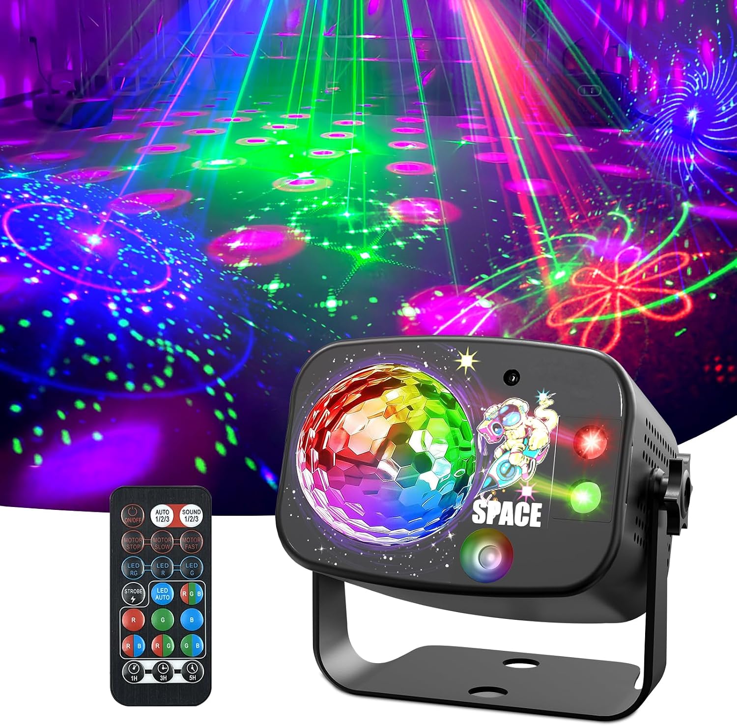 Disco Party Lights, Strobe Light for Parties, RGB 3 Lights Sound Activated DJ Stage Lights for Party Birthday Christmas Gift Wedding Karaoke KTV Bar Club Pub Home Room Halloween Decorations