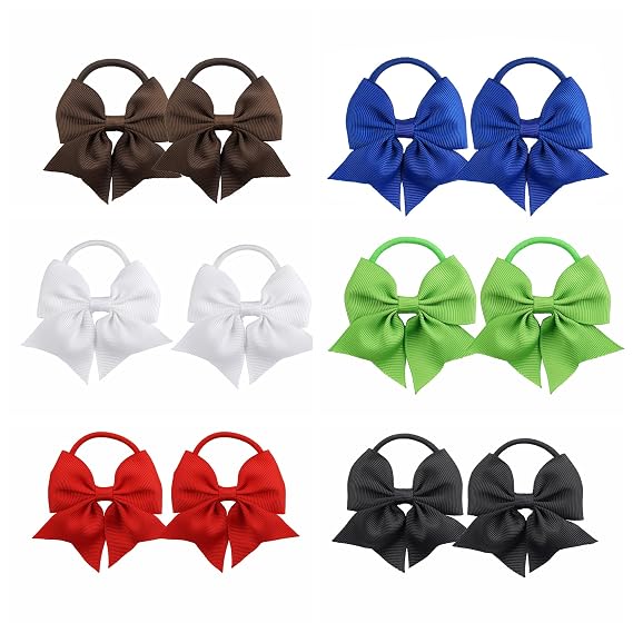 Baby Girls' Hair Ties baby girls' hair accessories Baby Hair Ties with Bows for Toddler Ponytail Holders Small (FS3) (6 Color Package)