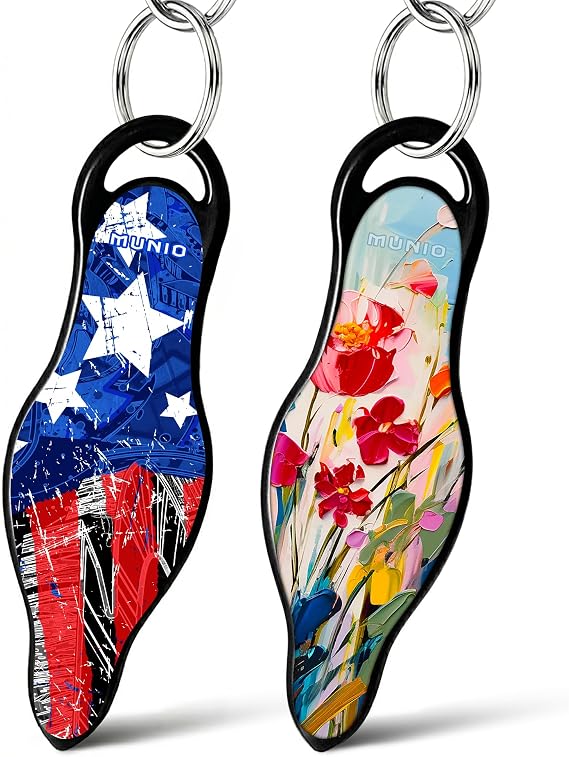 MUNIO Self Defense Keychain Bundle for Couples Non-Lethal Personal Safety Keychains for Men & Women, TSA Approved, Made in USA, Painted Bloom and Urban Patriot Designs