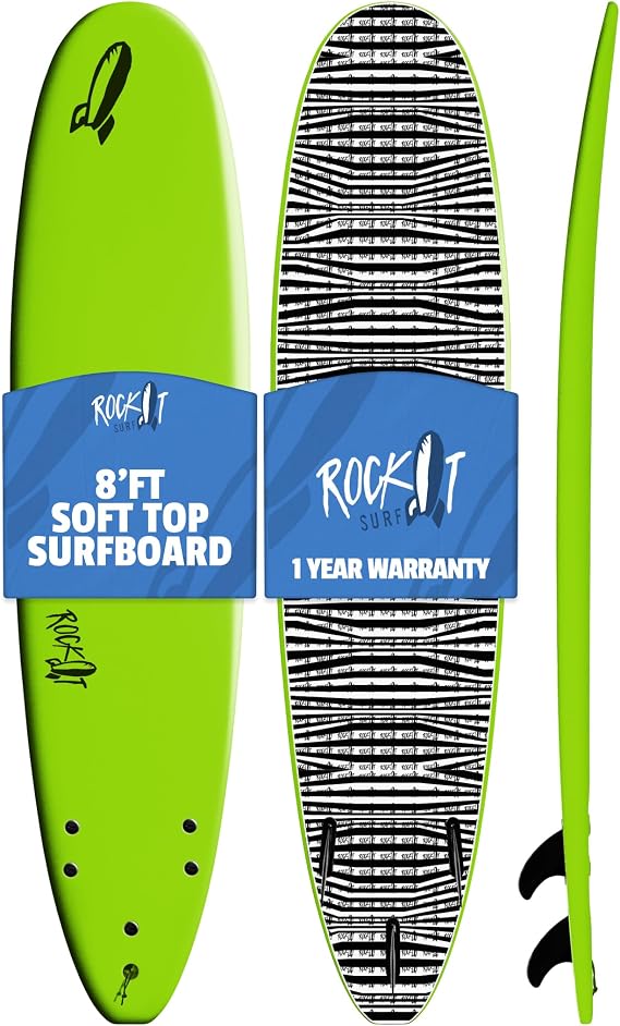 Rock It 8' Big Softy Surfboard, Soft Top Surfboard, Longboard Surfboard, Surf Boards Adults