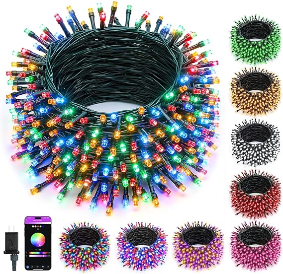Minetom 82ft 250LED Color Changing Christmas Halloween Tree Lights, LED RGB String Twinkle Lights, 16 Milion Adjustable Colors Smart Fairy Lights with Remote & App & Timer for Xmas Tree Holiday Party