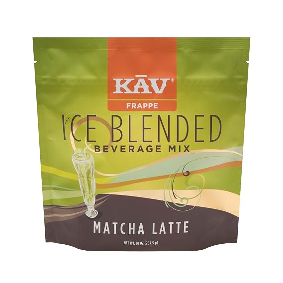 KAV Iced Blended Matcha Latte Frappe Mix | Instant, Ready-to-Mix Matcha Latte Powder for Hot or Cold Drinks 10 oz