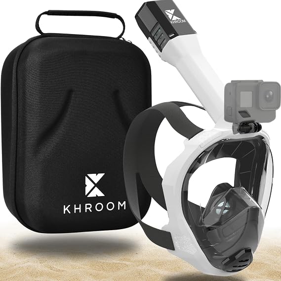 Khroom Full Face Snorkel Mask Adults | CO2-Safe Snorkeling Mask for Adults | 3X Larger Air Intake for Easy Breathing | Anti-Fog 180 View | Adult Snorkel Mask for Men & Women | As seen from the Lion Cave | Full Face Mask | 3x Larger Air Channel | Anti-Fog | Action Cam Mount