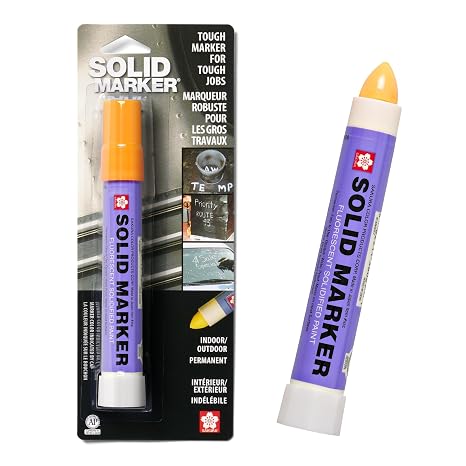 Sakura Solid Paint Markers, Fluorescent Orange, 1 Pack | Permanent Markers for Metal, Glass, Tire Marking, Construction, Rough Surfaces, No Drips, Waterproof, Fast Drying, Non-Toxic