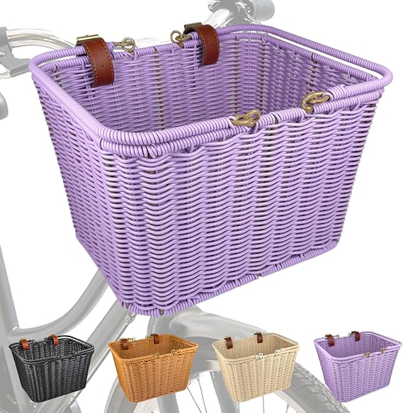 Bike Basket Front - Bike Basket for Adult with Iron Frame, Adjustable Straps & Multi-Purpose Use for Bike Handlebar