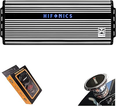 Hifonics ZTH-3225.1D Zeus Theta Compact Mono Channel Car Audio Amplifier Silver Class D Amp, 3200-Watt Built-in Bass Control, Bass Remote Included with Gravity Phone Holder Bundle
