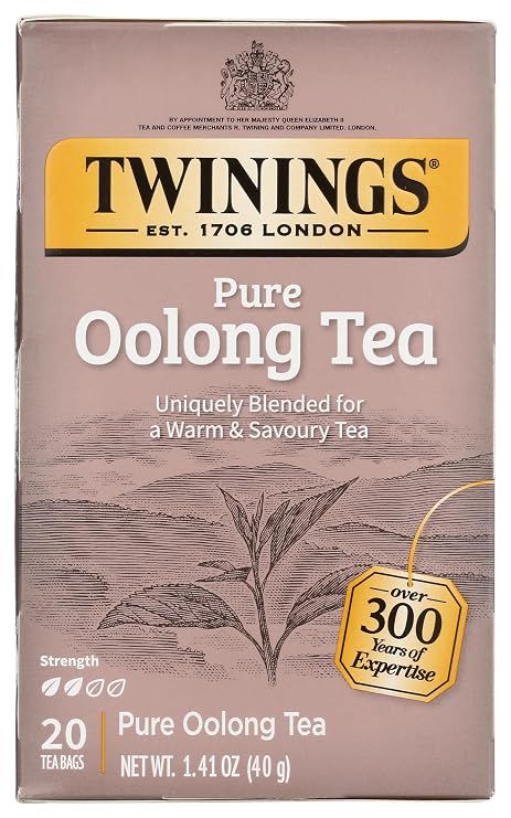 Twinings Pure Oolong Tea Golden Caffeinated Tea, Individually Wrapped Tea Bags, 20 Count