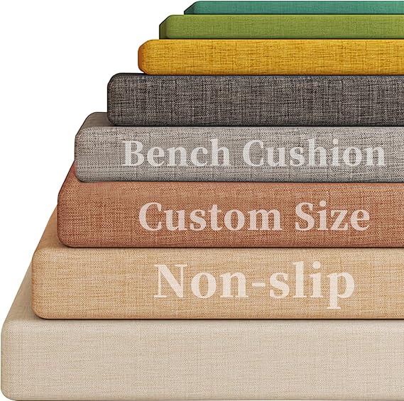 Custom Size Bench Cushion, Bay Window Cushion, window Seat Cushion, Custom Bench Cushions for Indoor Furniture, Mudroom, Reading Nook, Kitchen Dining Room, Non Slip Bottom(Customized Size & Color)