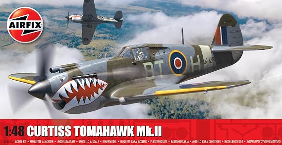 Airfix Model Airplane Kit Model - A05133A Curtiss Tomahawk Mk.II, Plastic Plane Model Kits for Adults & Kids, Skill Level 2, 1:48 Scale WW2 Military Aircraft Models - Real Aeroplane Models