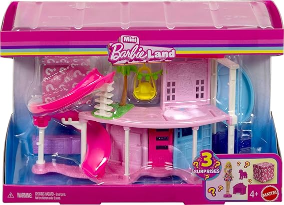 Barbie Mini Barbie Dreamhouse with Surprise Box 1.5 Inch Doll with Pet & Pet Accessories and Dollhouse Furniture & Accessories