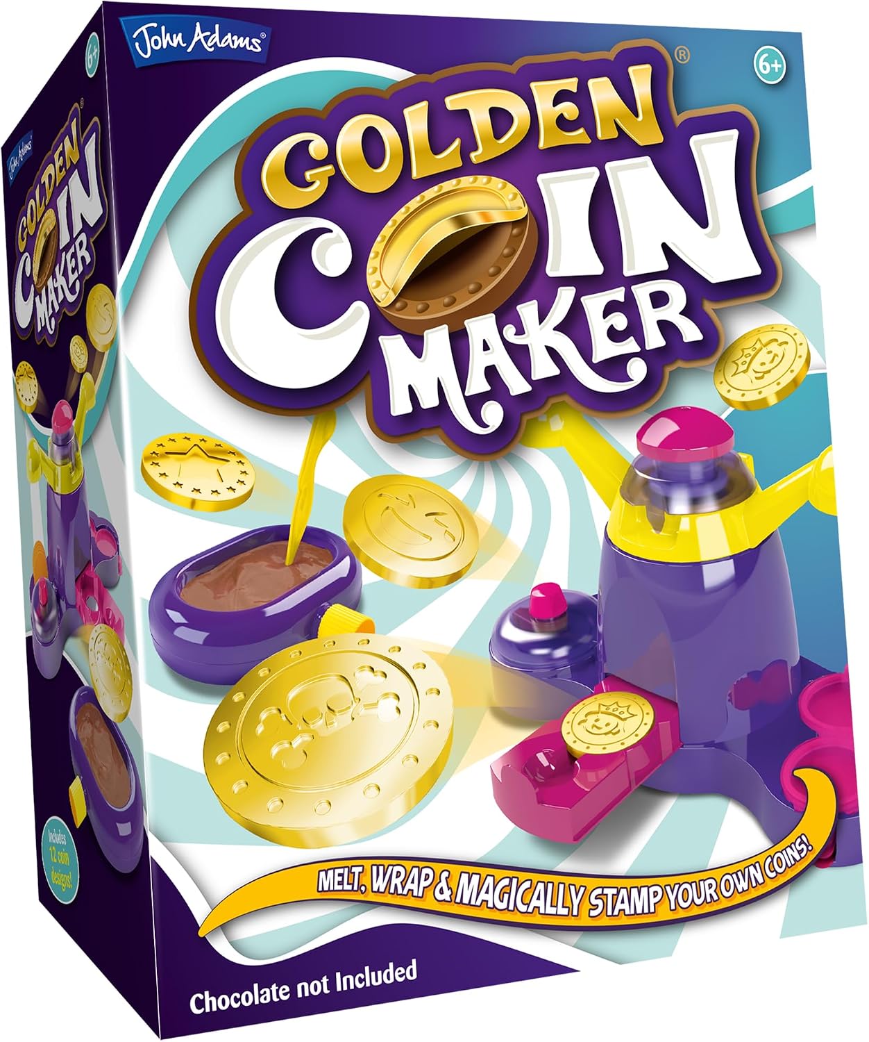 John Adams Golden Coin Maker | Melt, Wrap & Stamp Your Own Golden Chocolate Coins | 12 Stamp Choices | Food Craft Treats | Age 6 | Kids Gift Idea For Birthday & Christmas | Chocolate Not Included