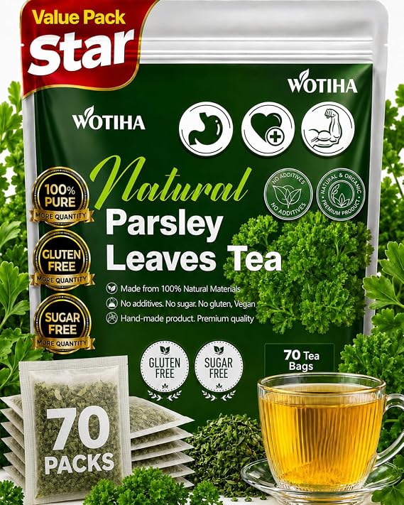 WOTIHA Premium Parsley Tea Bags (70 Counta) Natural Parsley Leaf Tea for Kidney & Urinary Support - Relieves Bloating & Water Weight -,Non-GMO & Caffeine-Free