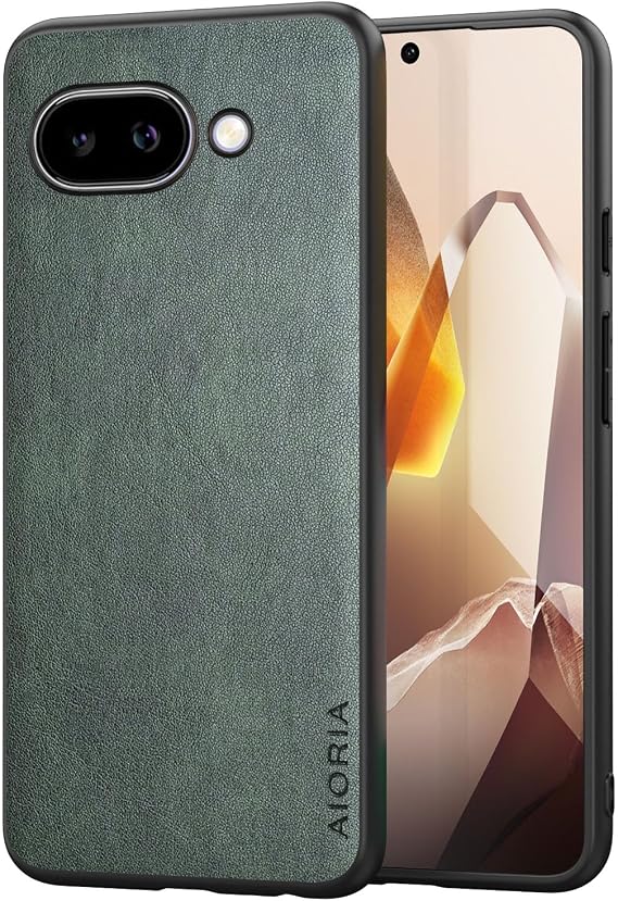 for Google Pixel 9A Case New Modern Fashion Design Simple Premium PU Leather Phone Case (Green, for Google Pixel 9A)