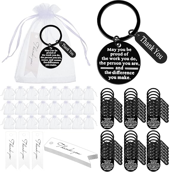 150 Pcs Employee Appreciation Gifts Bulk Thank You Keychains for Coworkers Teams Volunteers Appreciation Keychain