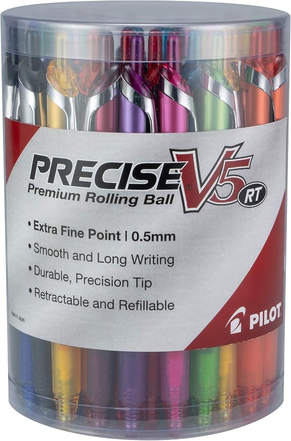 PILOT Precise V5 RT Rolling Ball Pens, 0.5 mm, Pack of 48
