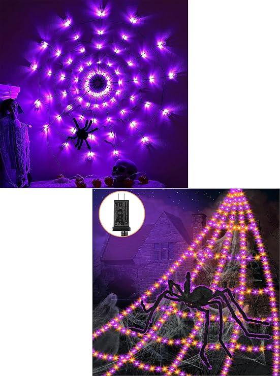Halloween Decorations Spider Web Lights