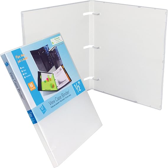 UniKeep 3 Ring View Binder - Binder Case is Fully Enclosed - Available in White, Clear, or Black and in Different Spine Sizes (Box of 36, Clear, 0.5 Inch)