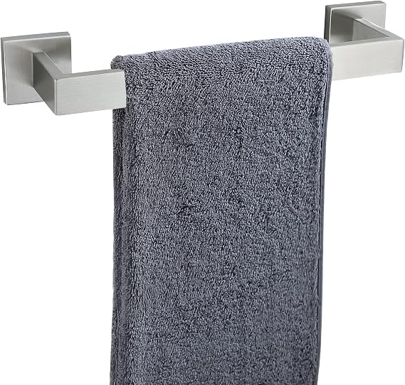 Hand Towel Bar for Bathroom Brushed Nickel, 12Inch Towel Rack Wall Mounted, Thicken Square Bath Towel Holder Rod SUS304 Stainless Steel, Heavy Duty Dish Cloths Hanger for Bathroom, Kitchen