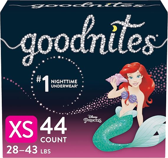 Huggies Goodnites Training Pants, Girls Bedwetting NightTime Underwear, Size XS, 28-43 lbs, 44 Count, Giga Pack