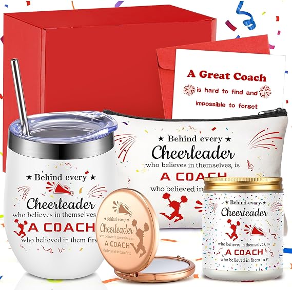 7 Pcs Cheer Coach Gifts for Women Cheerleader Gifts,Bright Red