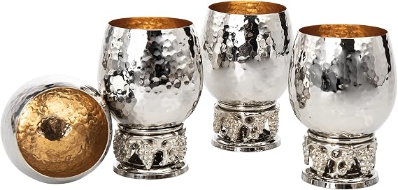 Godinger Shot Glasses, Glass Shooters, Barware Cups, Hammered Stainless Steel, Grape Vine