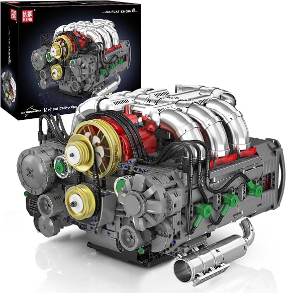 Mould King 10181 Flat-Six Engine Model Kit, Sport Car Engine Building Block with Battery Box, DIY Assembly Motorized Car Motor Kit Toys for Adult (2375+PCS)