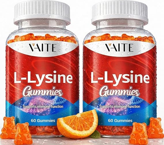 L-Lysine 1000mg Gummies - Supports Skin, Lip, Vegan, Gluten Free, 60 Chewable Lysine for Adults, Vitamins Tissue Health & Immune System, Amino Acid Vitamin Supplement & Complex Supplements (2 Pack)