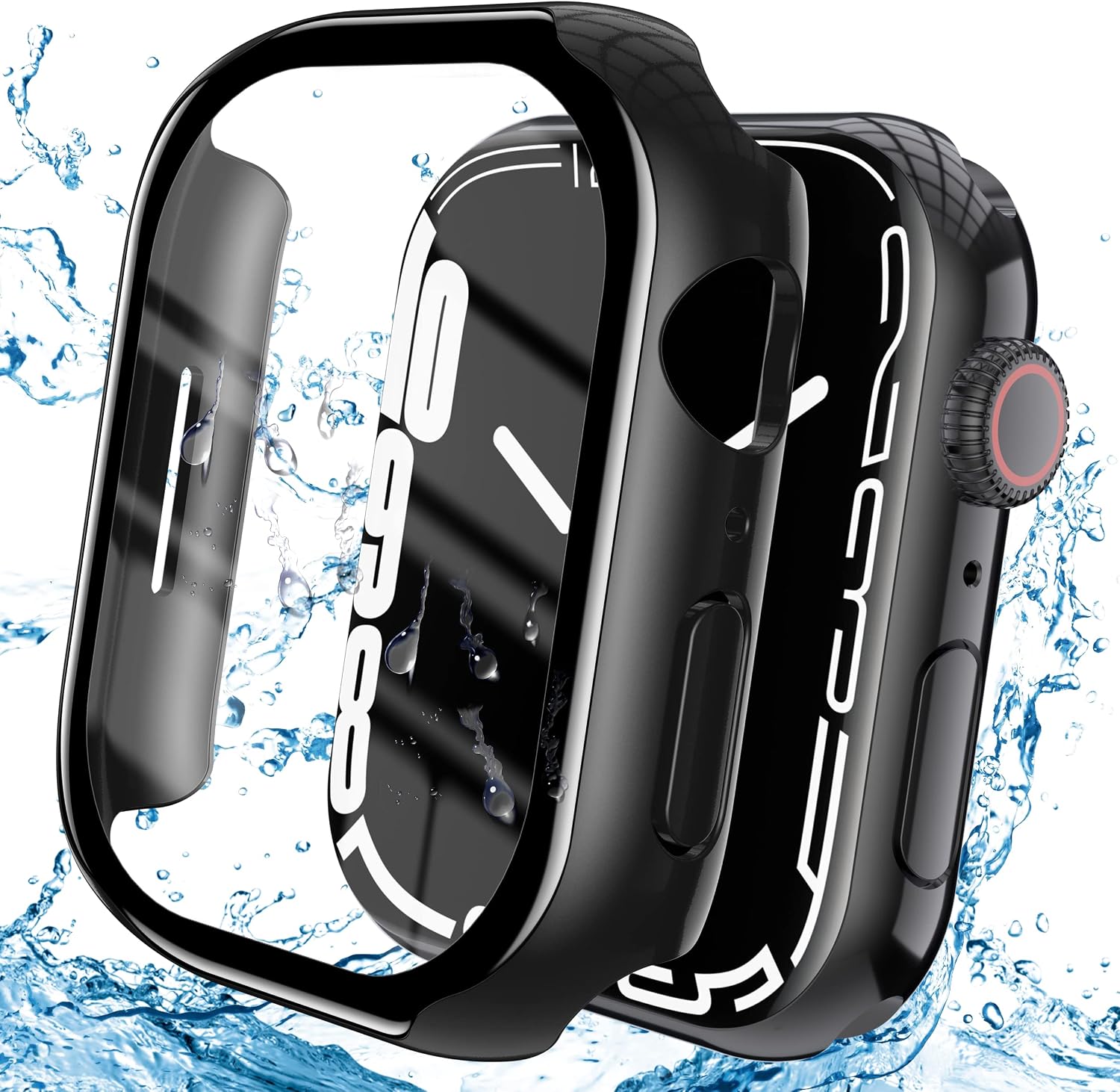 YMHML Case Compatible for Apple Watch Series 987 45mm with Tempered Glass Screen Protector, Hard PC Full Coverage Touch Sensitive Protective Cover for iWatch Accessories, Black