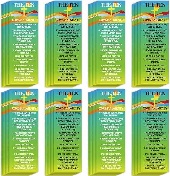 Bible Bookmarks Religious Valentines Christian Books of Bible Bible Verse Prayer Scripture Reading Jesus Loves You Bookmarks Gospel Tracts for Sunday School Office (The Ten Commandments, 120)