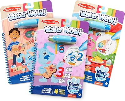 Melissa & Doug Blue’s Clues & You! Water Wow! 3-Pack – Alphabet, Counting, Shapes Water Reveal Travel Activity Pads