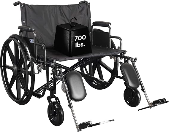 Ultra Wide Bariatric Wheelchair for Adults - 26" Height Adjustable Wheelchair with Elevated Leg Rests and Detachable Desk Arms - 700 lb. Weight Capacity - Wings by Medacure