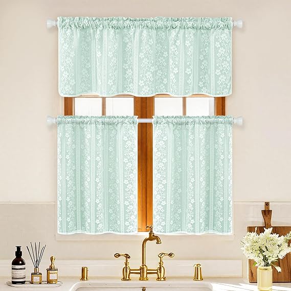 ASPMIZ Linen Tier Curtains & Valance