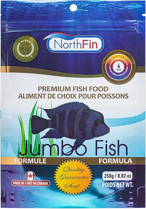 Northfin Jumbo Fish Food, Slow-Sinking Pellets, 4mm, 250g