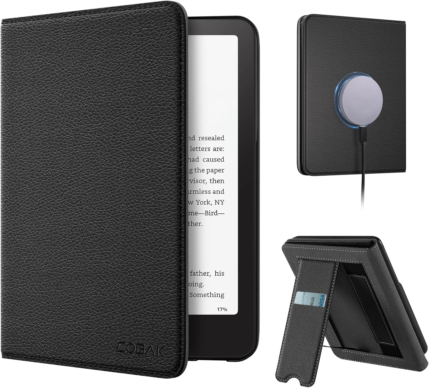 CoBak Wireless Charge Stand Case for 7 Kindle Paperwhite 12th Gen 2024 and Kindle Colorsoft with Wireless Charger - Compatible with iPhone MagSafe, for Samsung Phones, Auto Sleep Wake, Hand Strap