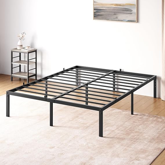 coucheta Full Size Bed Frame, 14-inch High Metal Platform Bed Frame, Full Size Bed Frame with Metal Slat Support, Under Bed Storage, No Box Spring Needed, Noiseless Design