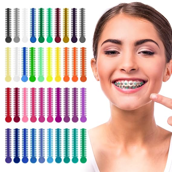 Dental Orthodontic Ligature Ties Braces 1040 Pcs, Ortho Braces Color Bands Ligature Ties Elastomeric O-Rings for Braces (Multi color)