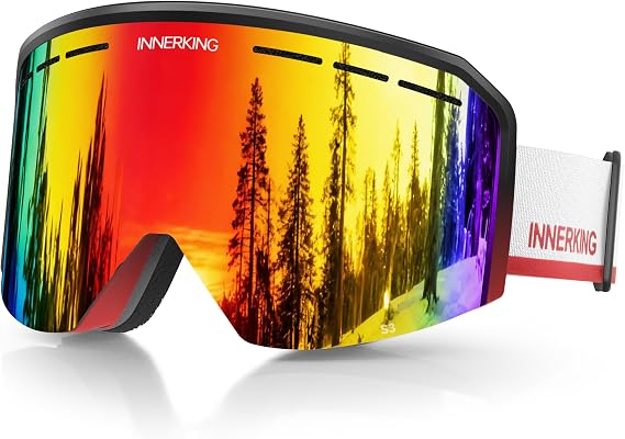 Innerking SkiSnowboard Goggles OTG for Men Women & Youth - Over Glasses Snow Sports Goggles Anti Fog 100% UV400 Protection