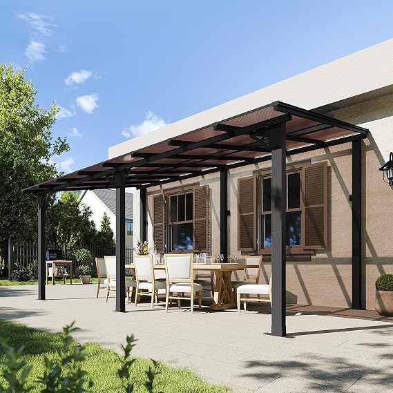Aoxun 16' x 10' Gazebo for Patio, Gazebo Pergola with Sloped Roof, Large Wall-Mounted Heavy Duty Awnings, for Backyard, Deck, Patio