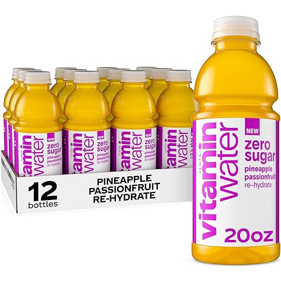 vitaminwater Zero Sugar Pineapple Passionfruit Re-hydrate Nutrient Enhanced Water Bev. 20 oz. 12 pack