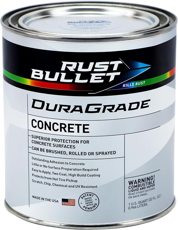 RUST BULLET DuraGrade Concrete - Storm Grey - 1 Quart - High-Performance, Easy-To-Apply Concrete Paint for Garages, Basements, Porches & Patios, No Etching Needed