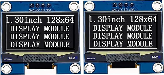 1.3 inch OLED Display Module I2C IIC 128x64 LCD Screen S H1106 12864 Compatible Arduino (2 Pack, White)