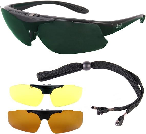 Rx Polarized Golf Sunglasses Frame for Glasses Wearers. Mens & Womens. Wrap Around, Anti-Glare. UV 400 Protection. Black