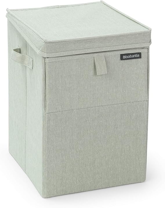 Brabantia - Stackble Laundry Box - Front and Top Opening - Space Efficient - Easy to Unload - Lightweight Grips - Large Opening for Dirty Clothes - Green - 35L