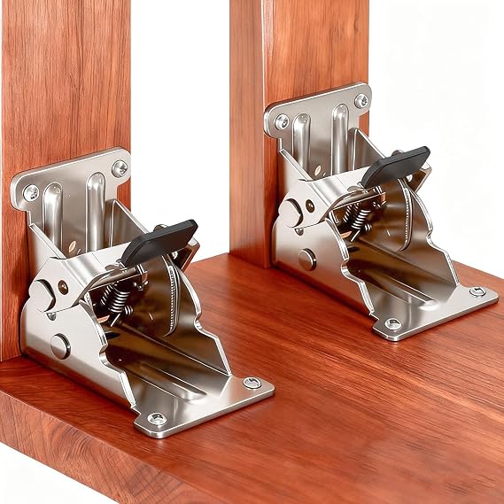 2 Pack Folding Brackets, 0-90-180 Self-Lock Hinge with Screws