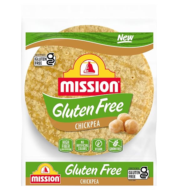Mission Food Gluten Free Chickpea Tortillas - 2 Packs (12 Gluten Free Tortillas) - 8" Soft Taco Size Vegan Friendly Tortilla Wraps