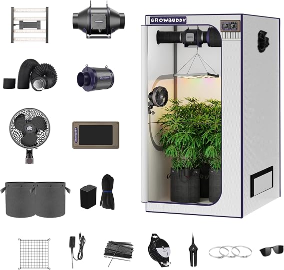 Smart Grow Tent Kit, White, 24"x24"x48", with Controller, Auto-Plant System, WiFi-Controlled Grow System with Full Spectrum LED Grow Light, Automatic Ventilation (1, White, 24"x24"x48")
