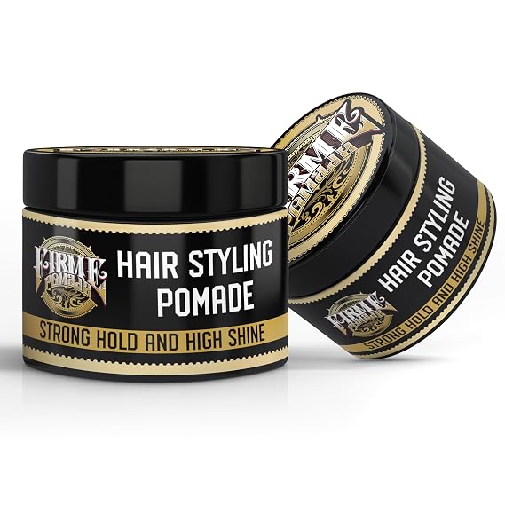 Mens Firme Pomade Strong Hold, High Shine, Water-Based Hair Styling Pomade All Day Control, Easy Wash Out For Thick, Curly & Wavy Hair