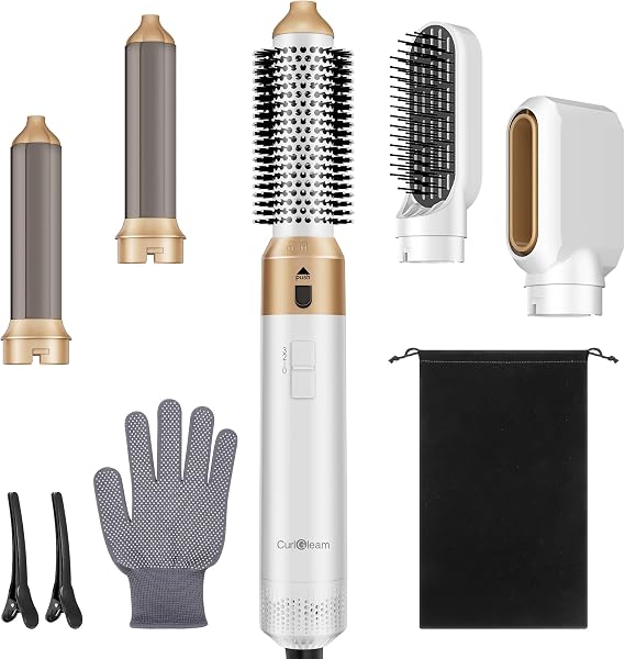 5-in-1 Multifunctional Hair Styler: Hot Air Brush, Blow Dryer, Curling Iron, Straightener - Negative Ion Technology for All Hair Types